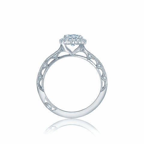 Tacori 18k White Gold Reverse Crescent Round Diamond Engagement Ring Setting (0.37 CTW)