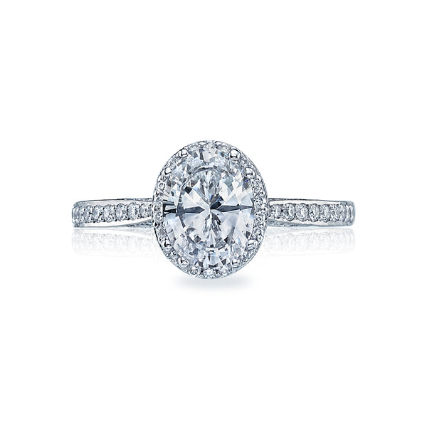 Tacori Platinum Dantela Oval Diamond Engagement Ring Setting   (0.3CTW)
