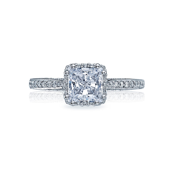 Tacori Platinum Dantela Princess Diamond Engagement Ring Setting   (0.3 CTW)