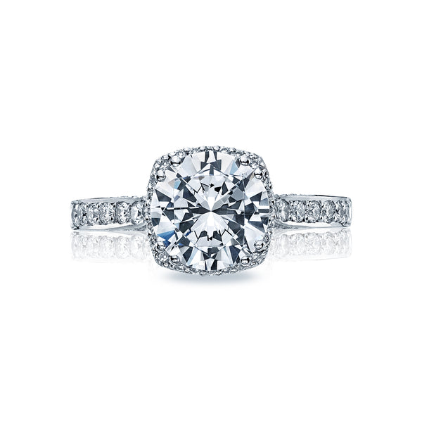Tacori 18k White Gold Dantela Round Diamond Engagement Ring Setting (0.37 CTW)