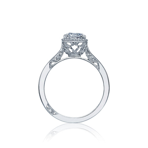 Tacori 18k White Gold Dantela Round Diamond Engagement Ring Setting (0.13 CTW)