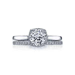 Tacori 18k White Gold Dantela Round Diamond Engagement Ring (0.13 CTW)