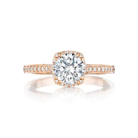 Tacori 18k Rose Gold Dantela Round Diamond Engagement Ring (0.13 CTW)