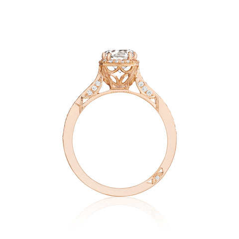 Tacori 18k Rose Gold Dantela Round Diamond Engagement Ring Setting (0.13 CTW)