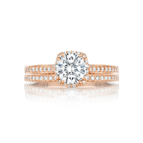 Tacori 18k Rose Gold Dantela Round Diamond Engagement Ring (0.13 CTW)