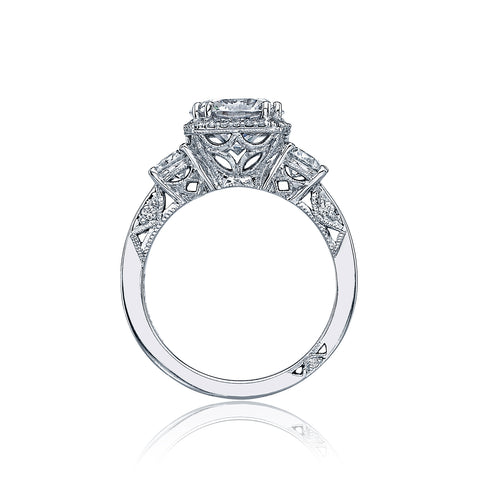 Tacori 18k White Gold Dantela Round Diamond Engagement Ring (0.72 CTW)