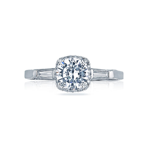 Tacori 18k White Gold Dantela Round Diamond Engagement Ring Setting (0.31 CTW)