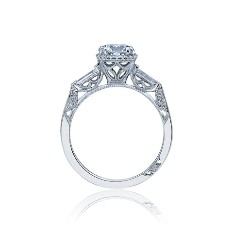 Tacori 18k White Gold Dantela Round Diamond Engagement Ring Setting (0.31 CTW)