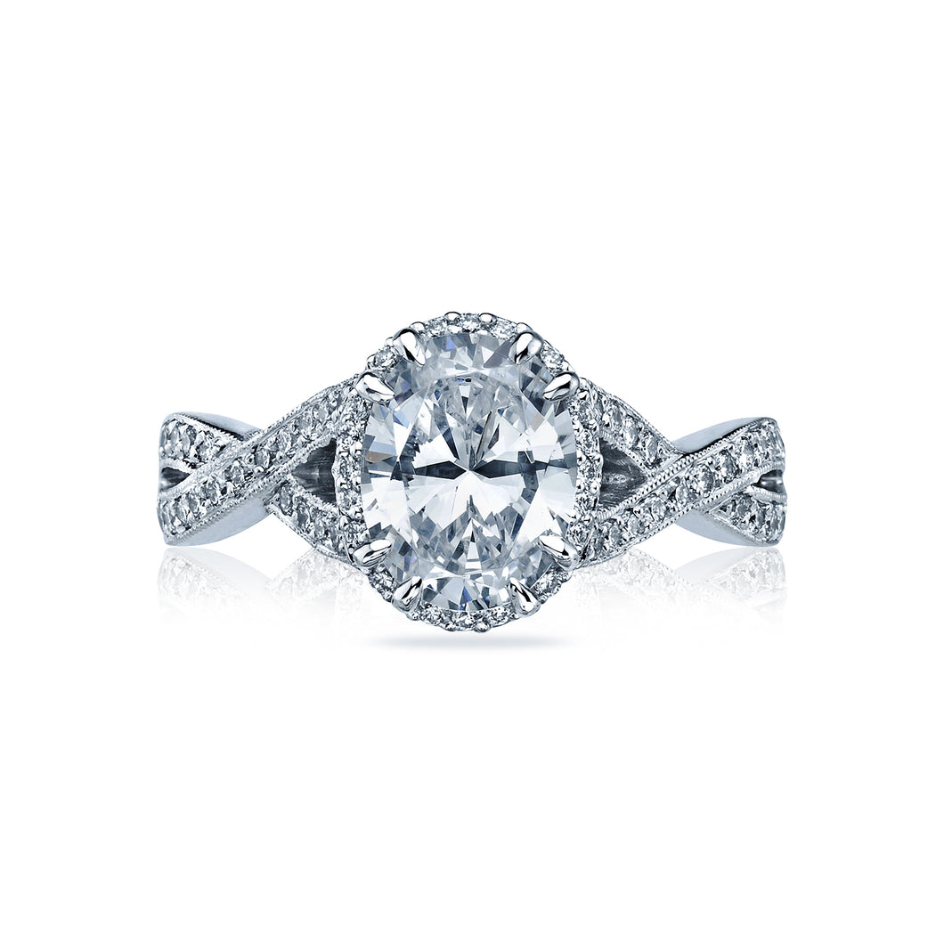 Tacori 18k White Gold Dantela Oval Diamond Engagement Ring (0.5 CTW)