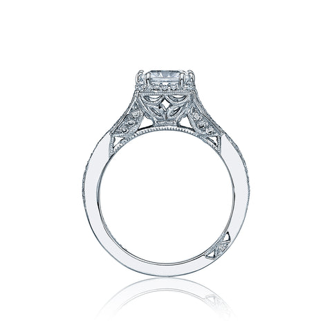 Tacori 18k White Gold Dantela Princess Diamond Engagement Ring Setting (0.43 CTW)