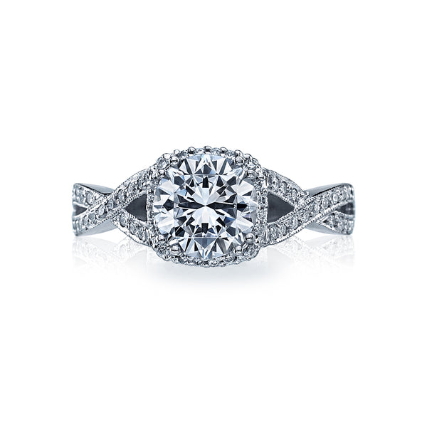 Tacori 18k White Gold Dantela Round Diamond Engagement Ring Setting (0.43 CTW)