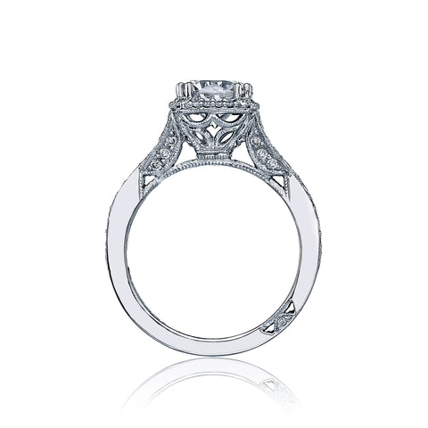 Tacori 18k White Gold Dantela Round Diamond Engagement Ring Setting (0.43 CTW)