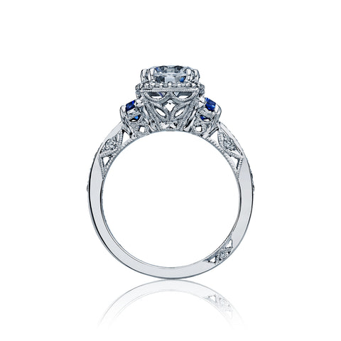 Tacori Platinum Dantela Round Diamond Engagement Ring (0.26 CTW Diamond, 0.65CTW Sapphire)