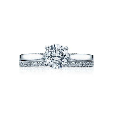 Tacori 18k White Gold Dantela Round Diamond Engagement Ring Setting  (0.06 CTW)