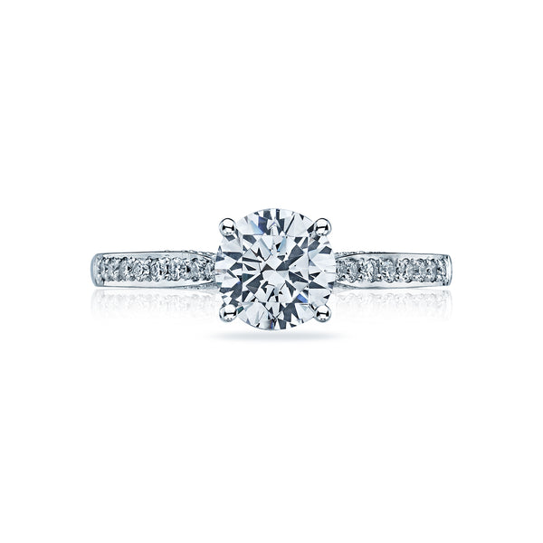 Tacori 18k White Gold Dantela Round Diamond Engagement Ring Setting (0.2 CTW)