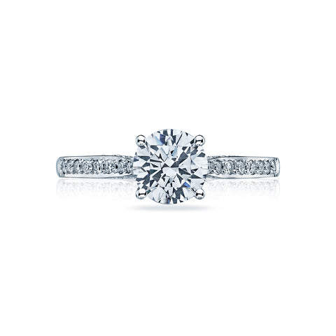 Tacori 18k White Gold Dantela Round Diamond Engagement Ring Setting (0.2 CTW)