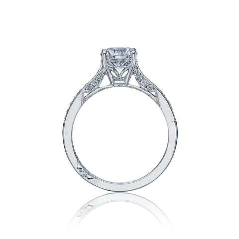 Tacori 18k White Gold Dantela Round Diamond Engagement Ring Setting (0.2 CTW)