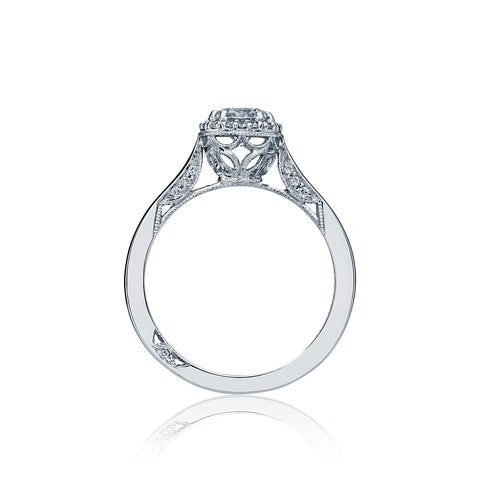 Tacori 18k White Gold Dantela Round Diamond Engagement Ring Setting (0.12 CTW)