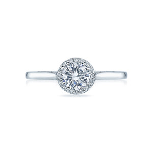 Tacori 18k White Gold Dantela Round Diamond Engagement Ring (0.12 CTW)