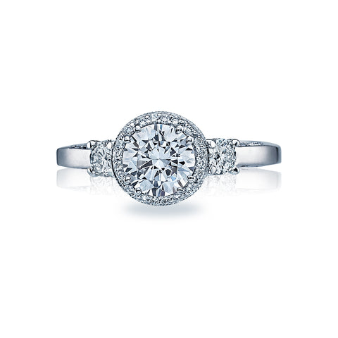 Tacori 18k White Gold Dantela Round Diamond Engagement Ring (0.4 CTW)