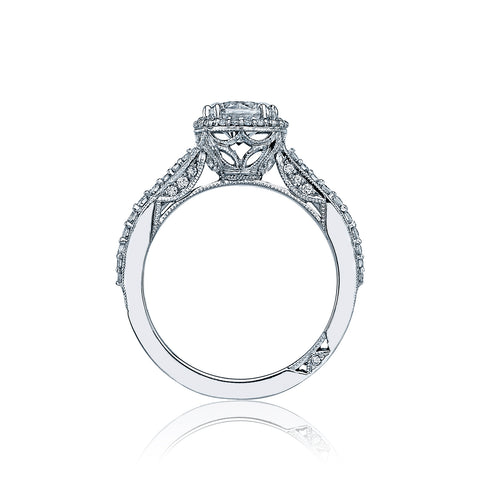 Tacori 18k White Gold Dantela Round Diamond Engagement Ring Setting (0.54 CTW)