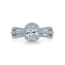 Load image into Gallery viewer, Tacori 18k White Gold Dantela Oval Diamond Engagement Ring (0.52 CTW)