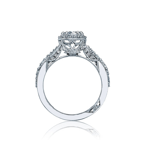 Tacori 18k White Gold Dantela Oval Diamond Engagement Ring Setting (0.52 CTW)