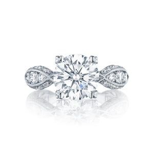 Tacori 18k White Gold Classic Crescent Round Diamond Engagement Ring (1.35 CTW)