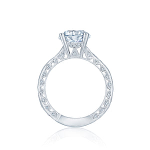 Tacori 18k White Gold Classic Crescent Round Diamond Engagement Ring Setting (1.35 CTW)