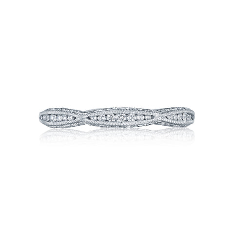 Tacori 18k White Gold Classic Crescent Diamond Wedding Band (0.37 CTW)