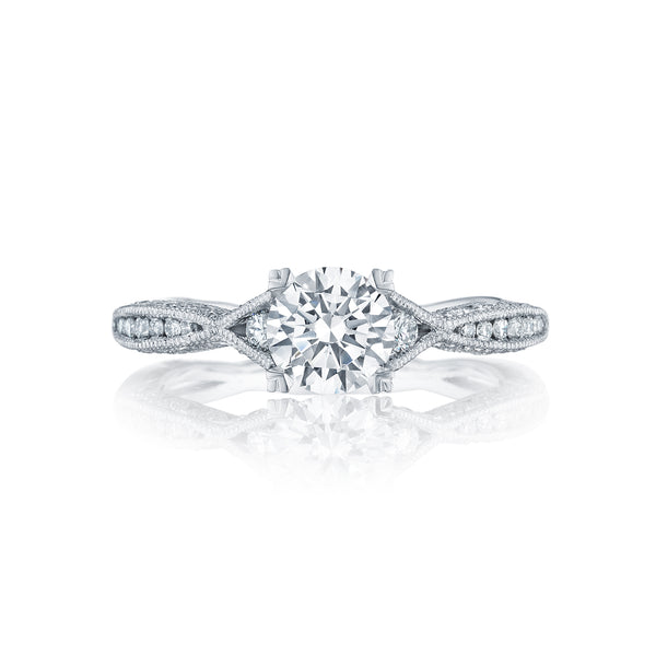 Tacori Platinum Classic Crescent Round Diamond Engagement Ring Setting   (0.28 CTW)