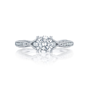 Tacori Platinum Classic Crescent Round Diamond Engagement Ring (0.28 CTW)