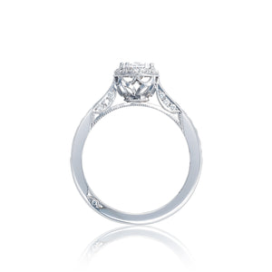 Tacori 18k White Gold Dantela Oval Diamond Engagement Ring (0.45 CTW)