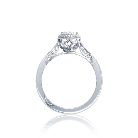 Tacori 18k White Gold Dantela Oval Diamond Engagement Ring Setting (0.45 CTW)