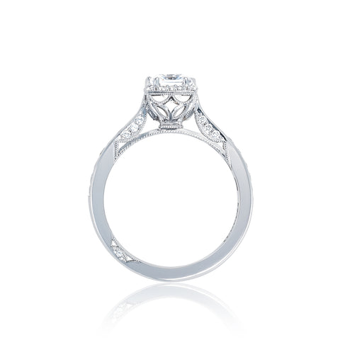 Tacori 18k White Gold Dantela Princess Diamond Engagement Ring Setting (0.44 CTW)