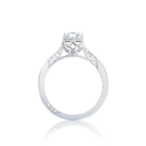 Tacori 18k White Gold Dantela Princess Diamond Engagement Ring Setting  (0.43 CTW)