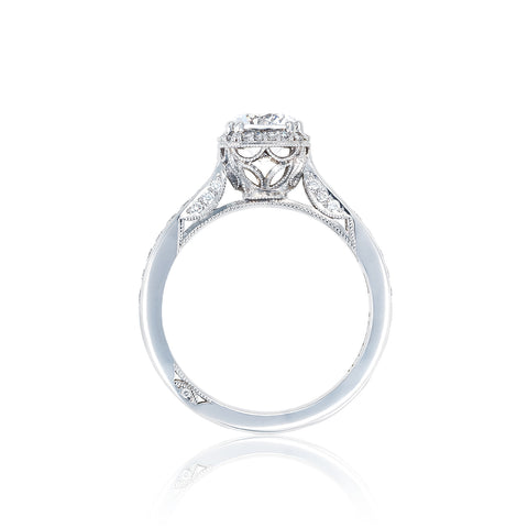 Tacori 18k White Gold Dantela Round Diamond Engagement Ring Setting (0.45 CTW)