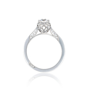 Tacori 18k White Gold Dantela Round Diamond Engagement Ring Setting (0.43 CTW)