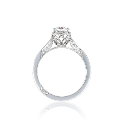 Tacori 18k White Gold Dantela Round Diamond Engagement Ring Setting (0.43 CTW)