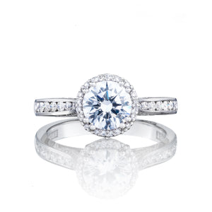 Tacori 18k White Gold Dantela Round Diamond Engagement Ring Setting (0.43 CTW)