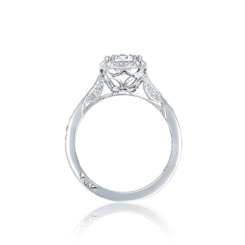 Tacori 18k White Gold Dantela Round Diamond Engagement Ring Setting (0.43 CTW)