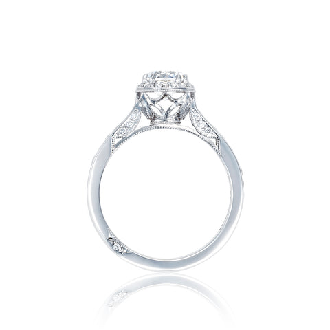 Tacori 18k White Gold Dantela Round Diamond Engagement Ring Setting (0.43 CTW)