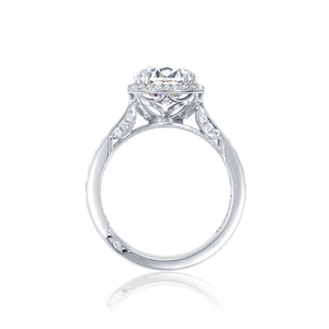 Tacori 18k White Gold Dantela Round Diamond Engagement Ring (0.62 CTW)