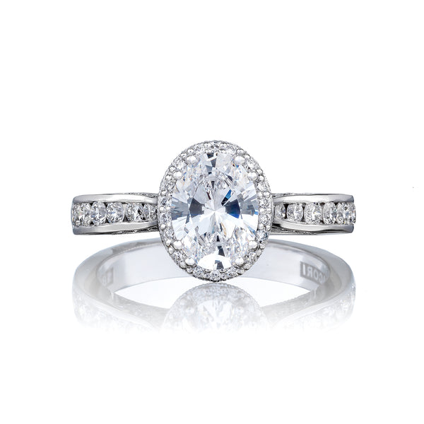 Tacori 18k White Gold Dantela Oval Diamond Engagement Ring Setting (0.51 CTW)