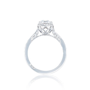 Tacori 18k White Gold Dantela Round Diamond Engagement Ring (0.52 CTW)