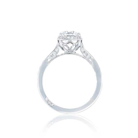 Tacori 18k White Gold Dantela Round Diamond Engagement Ring Setting (0.52 CTW)