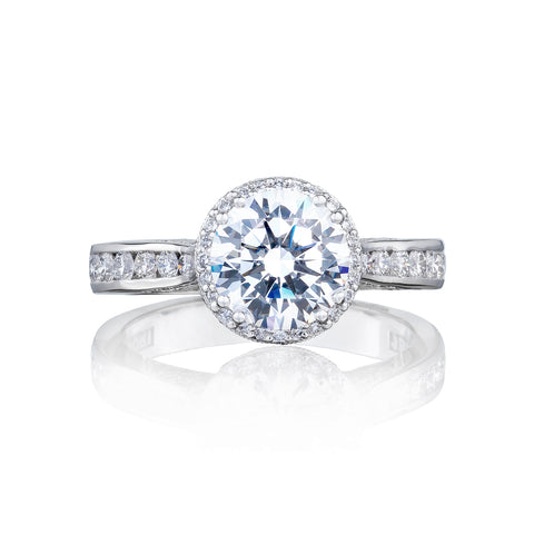 Tacori 1k White Gold Dantela Round Diamond Engagement Ring Setting   (0.53 CTW)