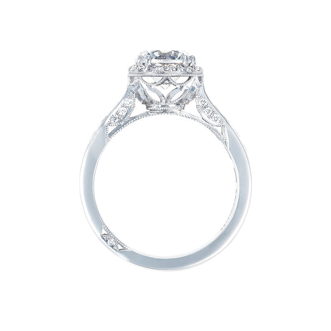 Tacori 1k White Gold Dantela Round Diamond Engagement Ring Setting   (0.53 CTW)