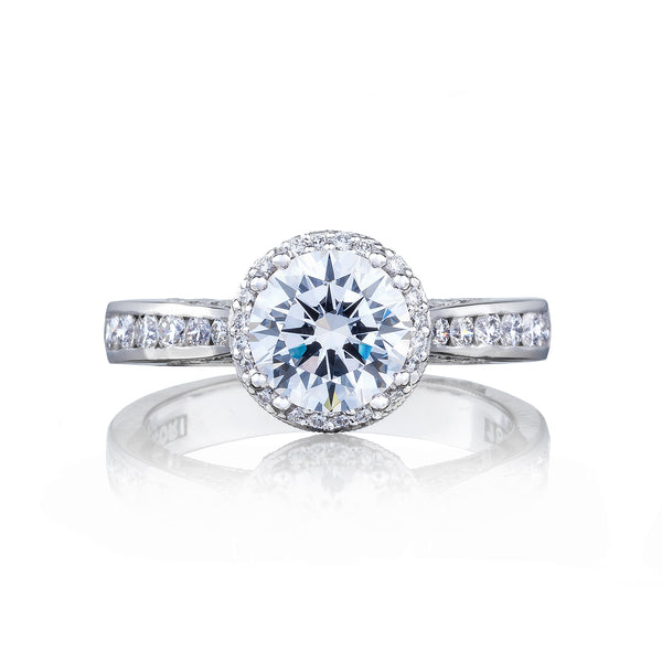 Tacori 18k White Gold Dantela Round Diamond Engagement Ring Setting  (0.51 CTW)