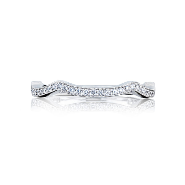 Tacori 18k White Gold Ribbon Diamond Wedding Band (0.14 CTW)